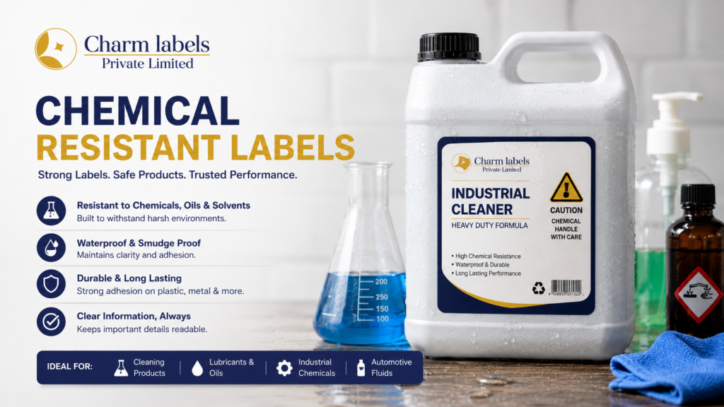Chemical resistant labels play an important role in product packaging, especially for items exposed to oils, acids, solvents, moisture, cleaning chemicals, and rough handling.