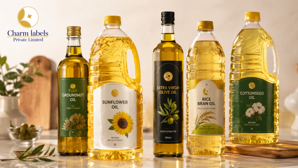 custom oil bottle labels for durable and attractive oil bottle packaging